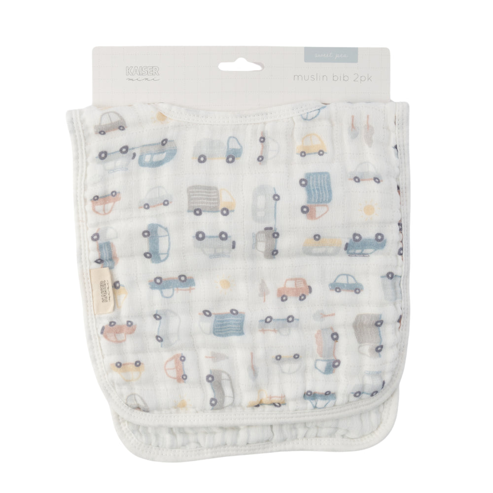 Sweet Pea series 2pk Muslin Bib - COOL CARS
